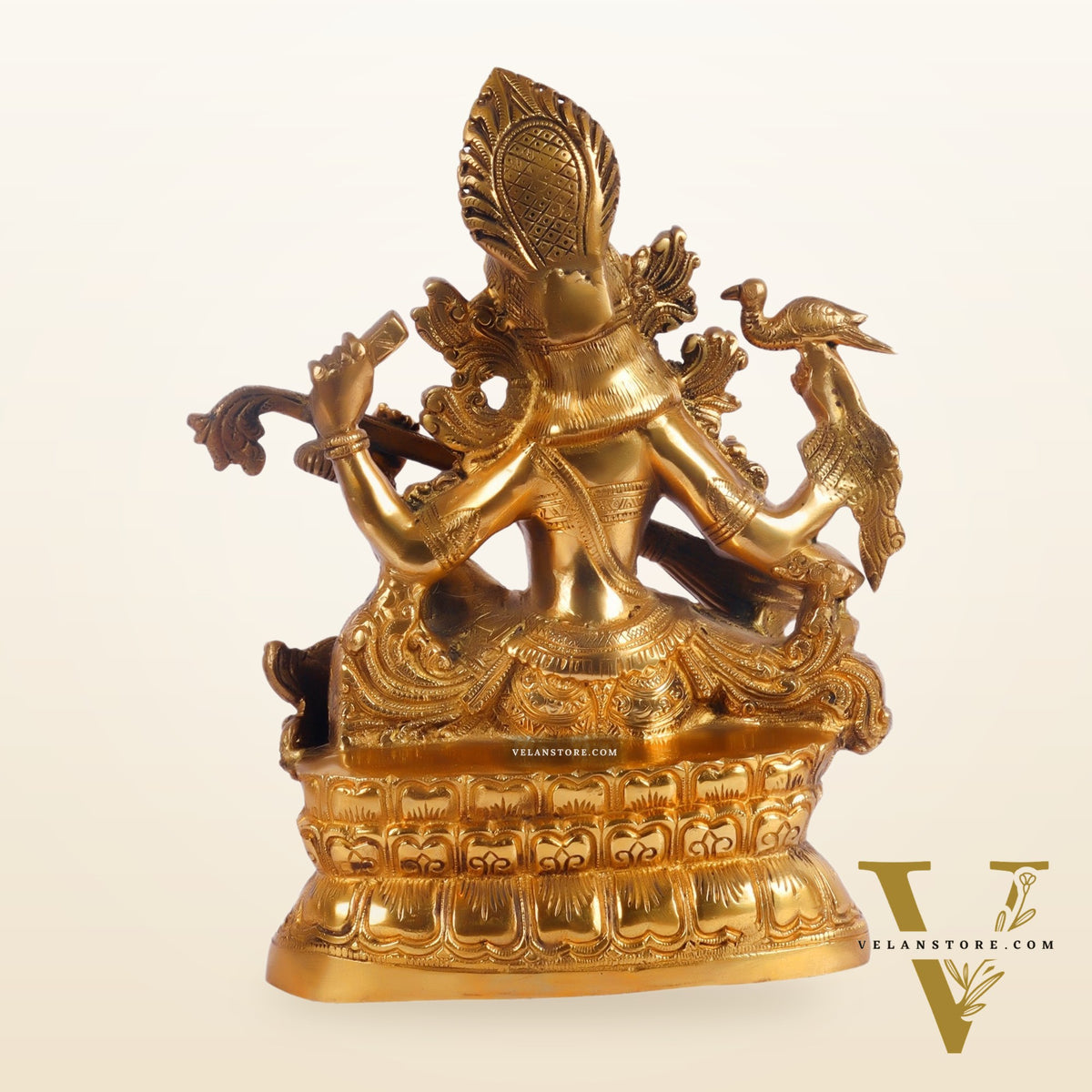 Saraswati brass idol 11 inches Superfine Shiny finish