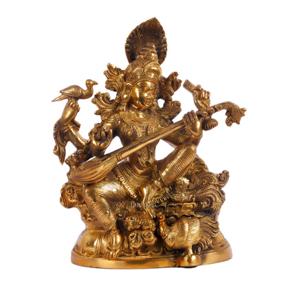 Saraswati brass idol 11 inches Superfine Shiny finish