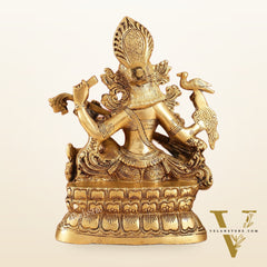 Saraswati brass idol 11 inches