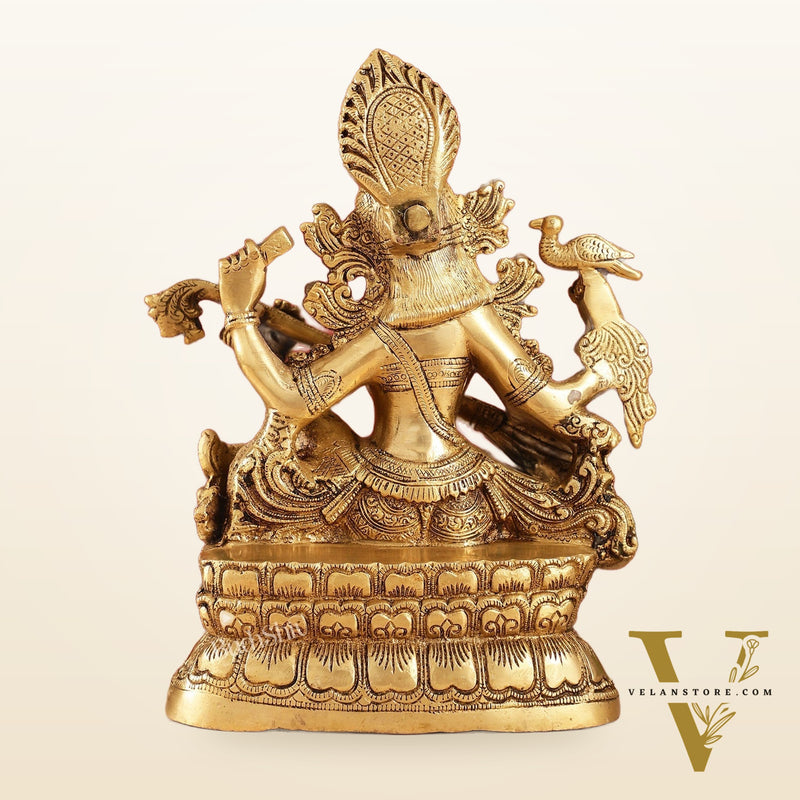 Saraswati brass idol 11 inches