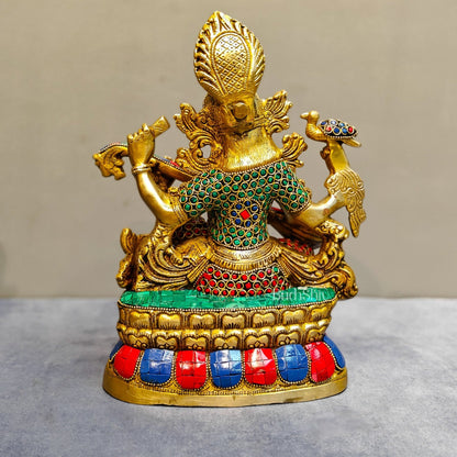 Saraswati brass idol 11 inch Stonework