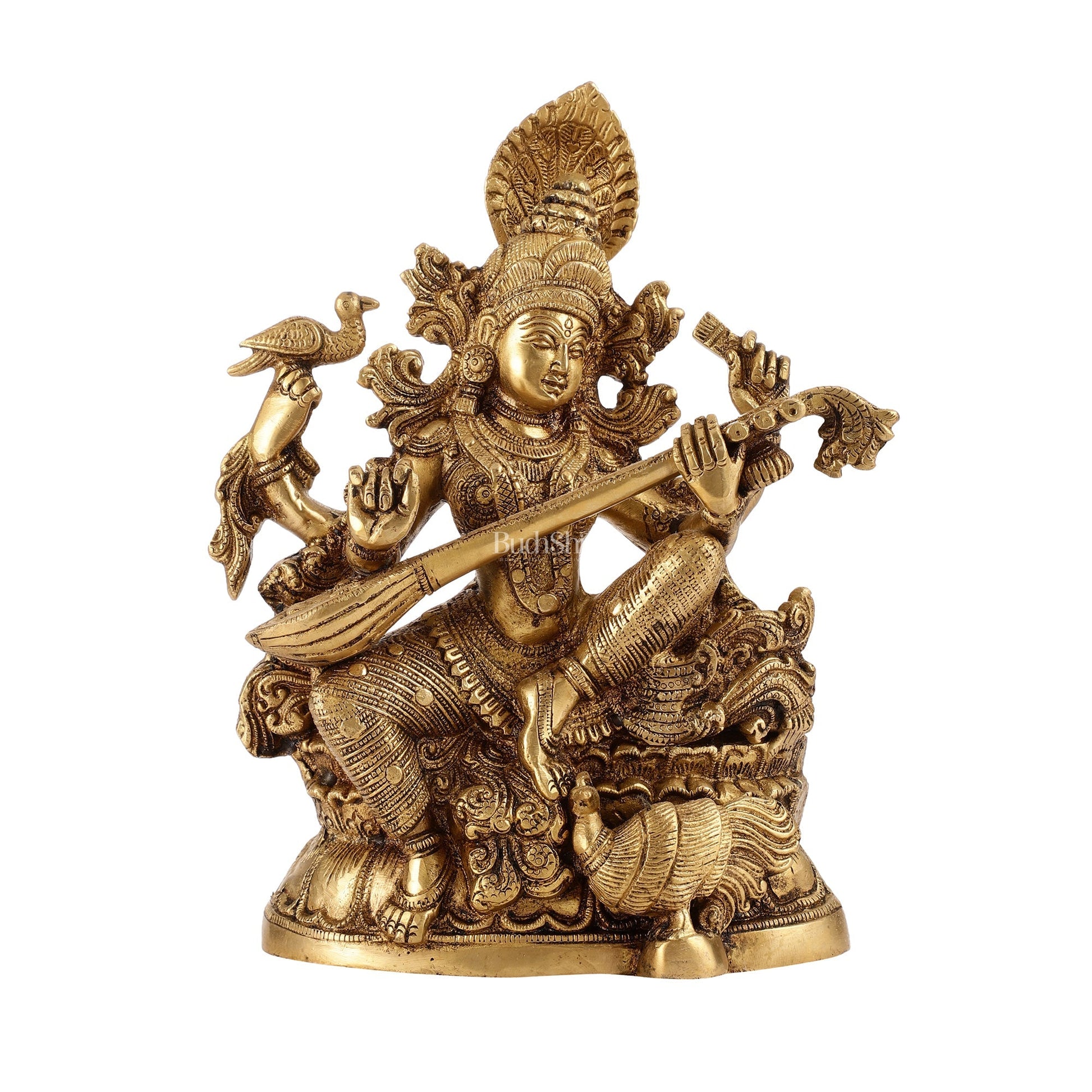 Saraswati brass idol 11 inches