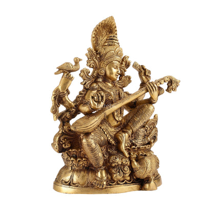 Saraswati brass idol 11 inches