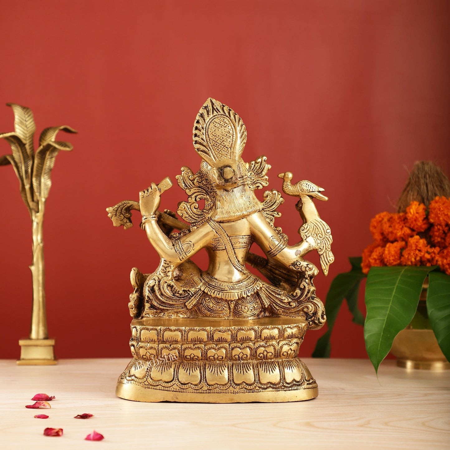 Saraswati brass idol 11 inches