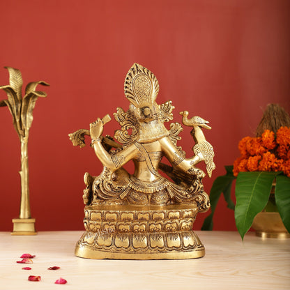 Saraswati brass idol 11 inches