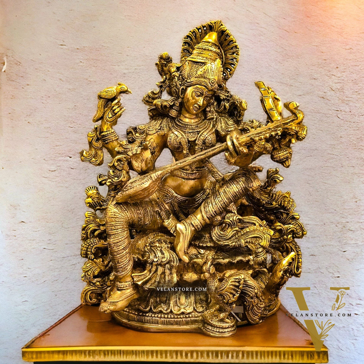 Saraswati brass idol 16 inches