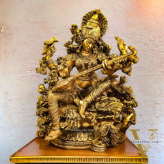 Saraswati brass idol 16 inches