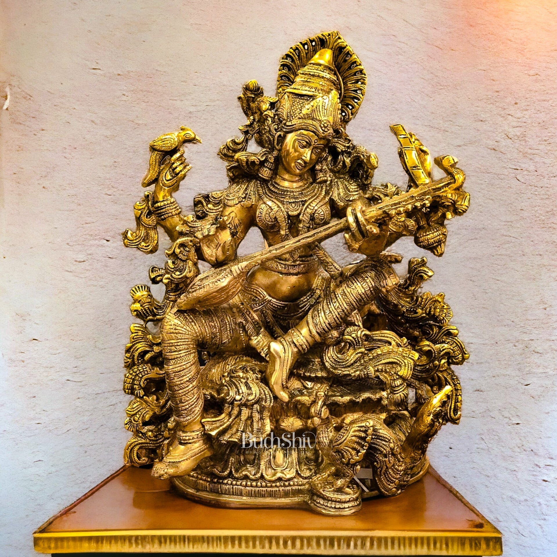 Saraswati brass idol 16 inches