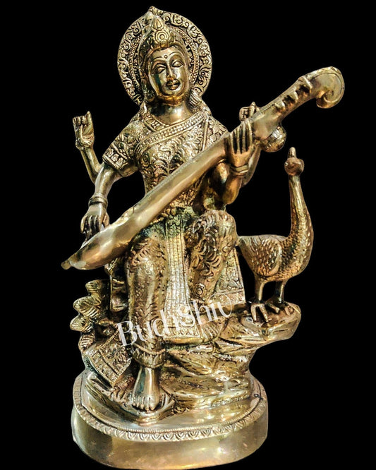 Saraswati brass idol Gold 15 inch