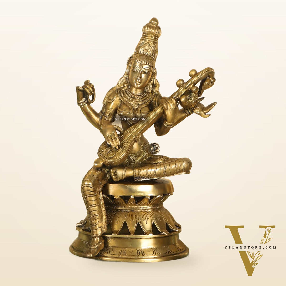Saraswati Brass Statue 12 inch
