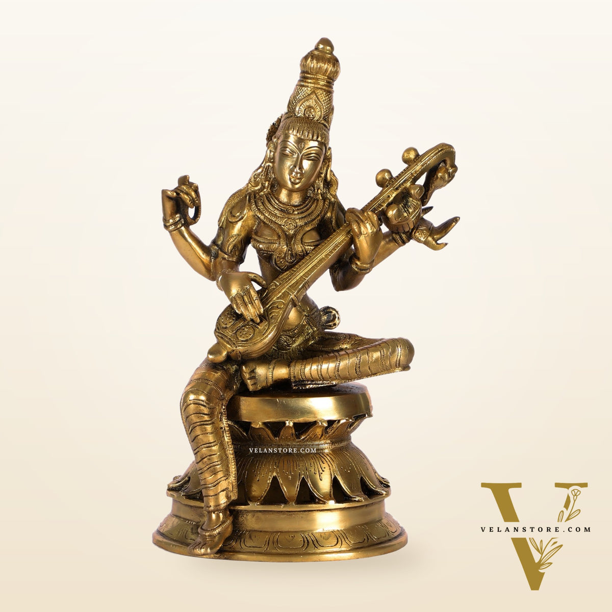 Saraswati Brass Statue 12 inch