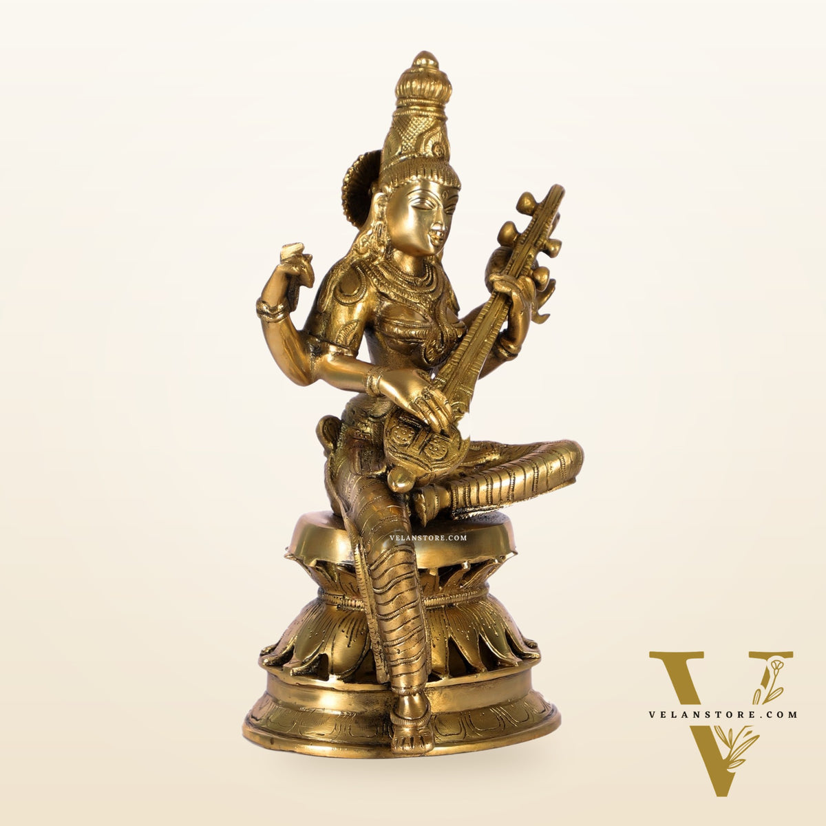 Saraswati Brass Statue 12 inch