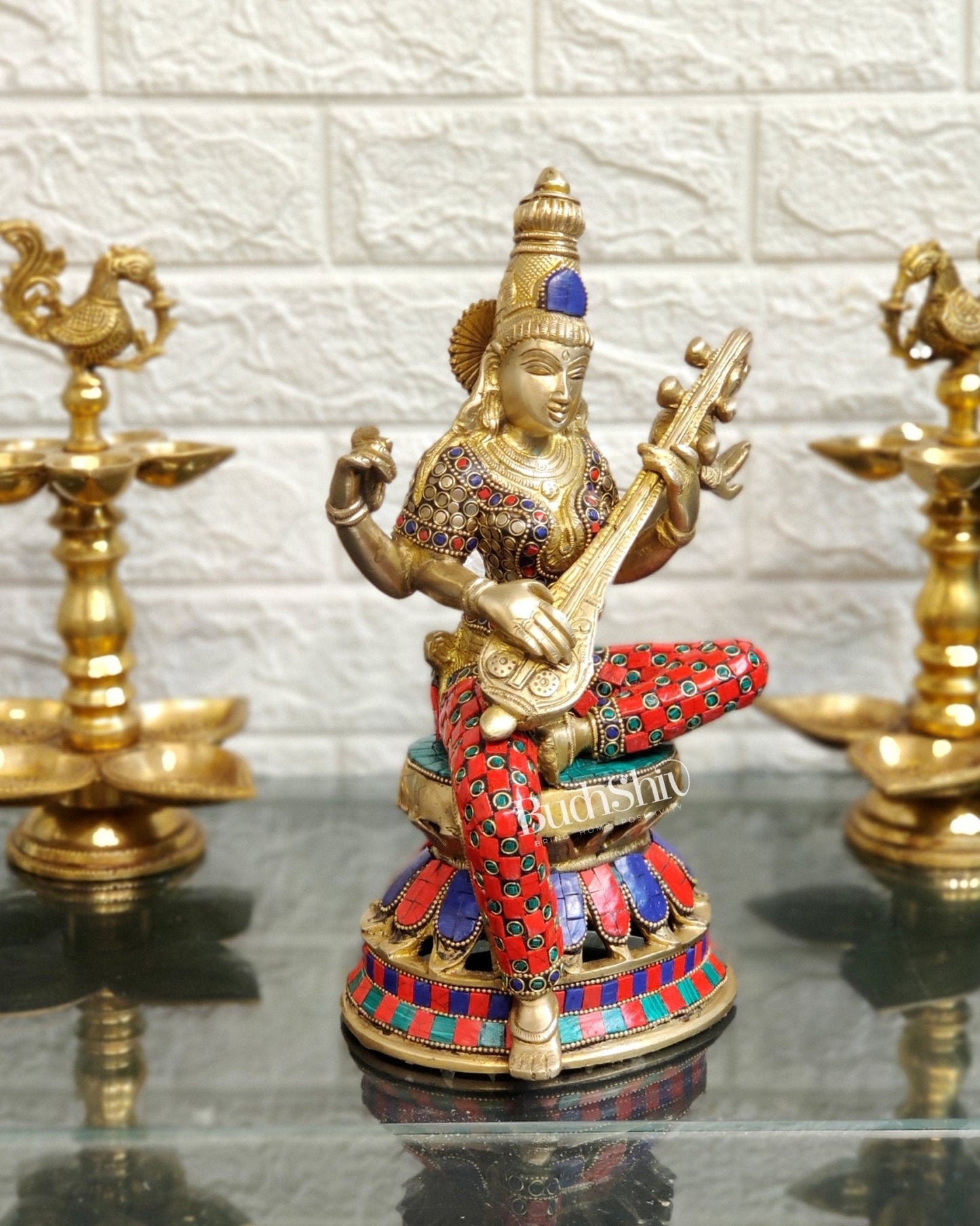 Saraswati Brass Statue 12 inch