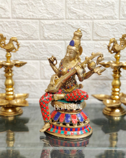 Saraswati Brass Statue 12 inch