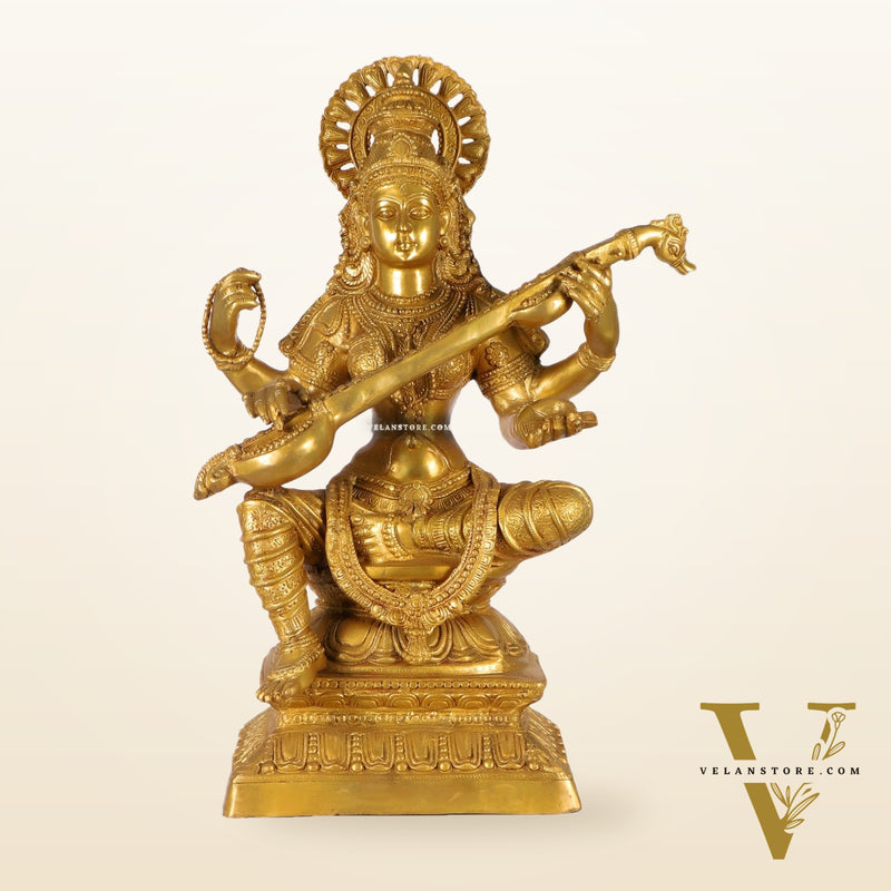 Saraswati Brass statue 30"