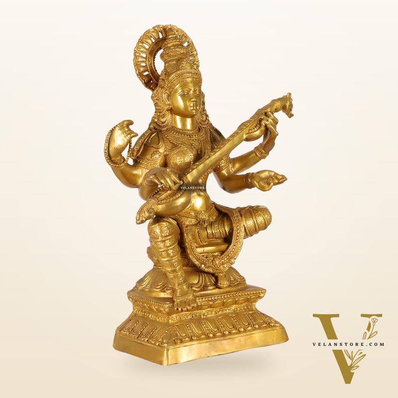 Saraswati Brass statue 30"