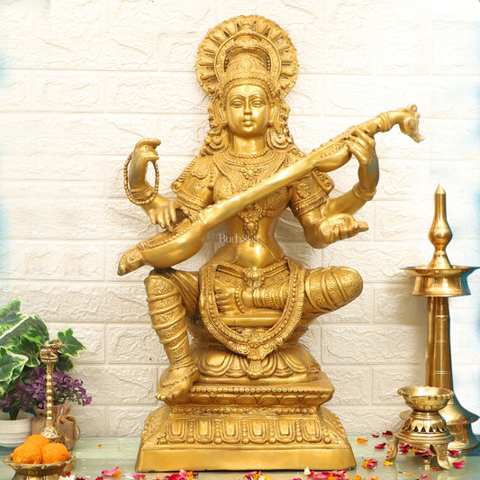 Saraswati Brass statue 30"