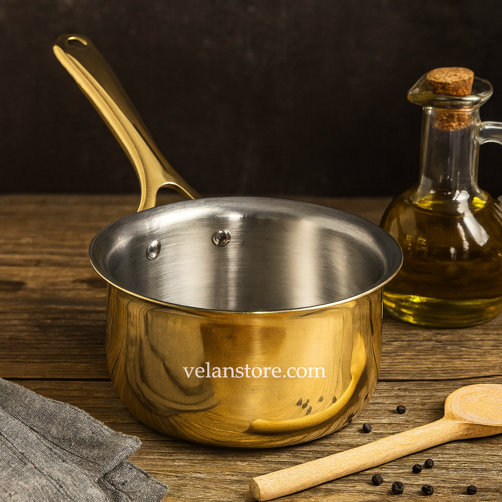 Brass Saucepan with Insulated handles