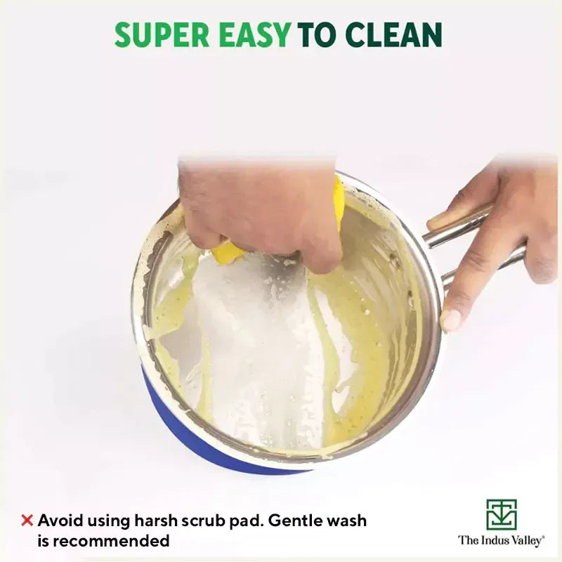 Tri-Steel Premium Stainless Steel Saucepan/ Milk/ Tea Pan, Tri-ply (3 Layer) Induction Bottom, Steel Lid, 1.4L, Blue