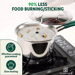 TurboCuk Tri-ply Stainless Steel Tea/Milk Pan/Saucepan+ Steel Lid, Premium Quality, 3 Layer Thick Body, 100% Toxin-free, Non-stick,  Induction & Gas, 1.4/2/3L