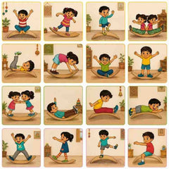 Natural Curved Wooden Balance Board for Kids – Wobble Rocker Board, Kinderboard