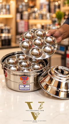 Vcookware स्टेनलेस स्टील चेट्टीनाडु इडली पॉट – नरम और फूली हुई इडली बनाने के लिए पारंपरिक स्टीमर-11