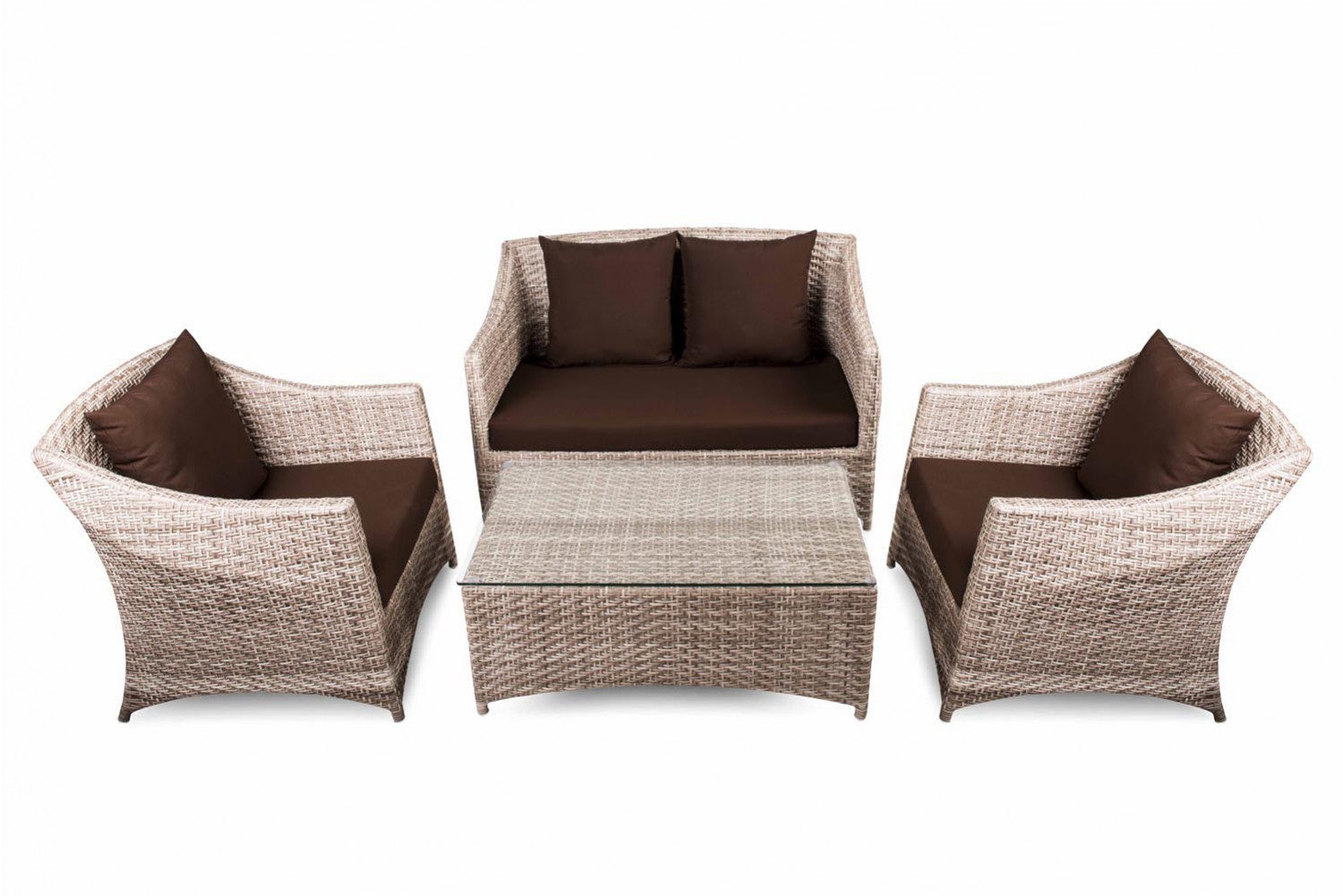 Gerardo Outdoor Sofa Set 2 Seater, 2 Single seater , 1 Center table (Seashell)