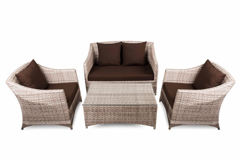 Gerardo Outdoor Sofa Set 2 Seater, 2 Single seater , 1 Center table (Seashell)
