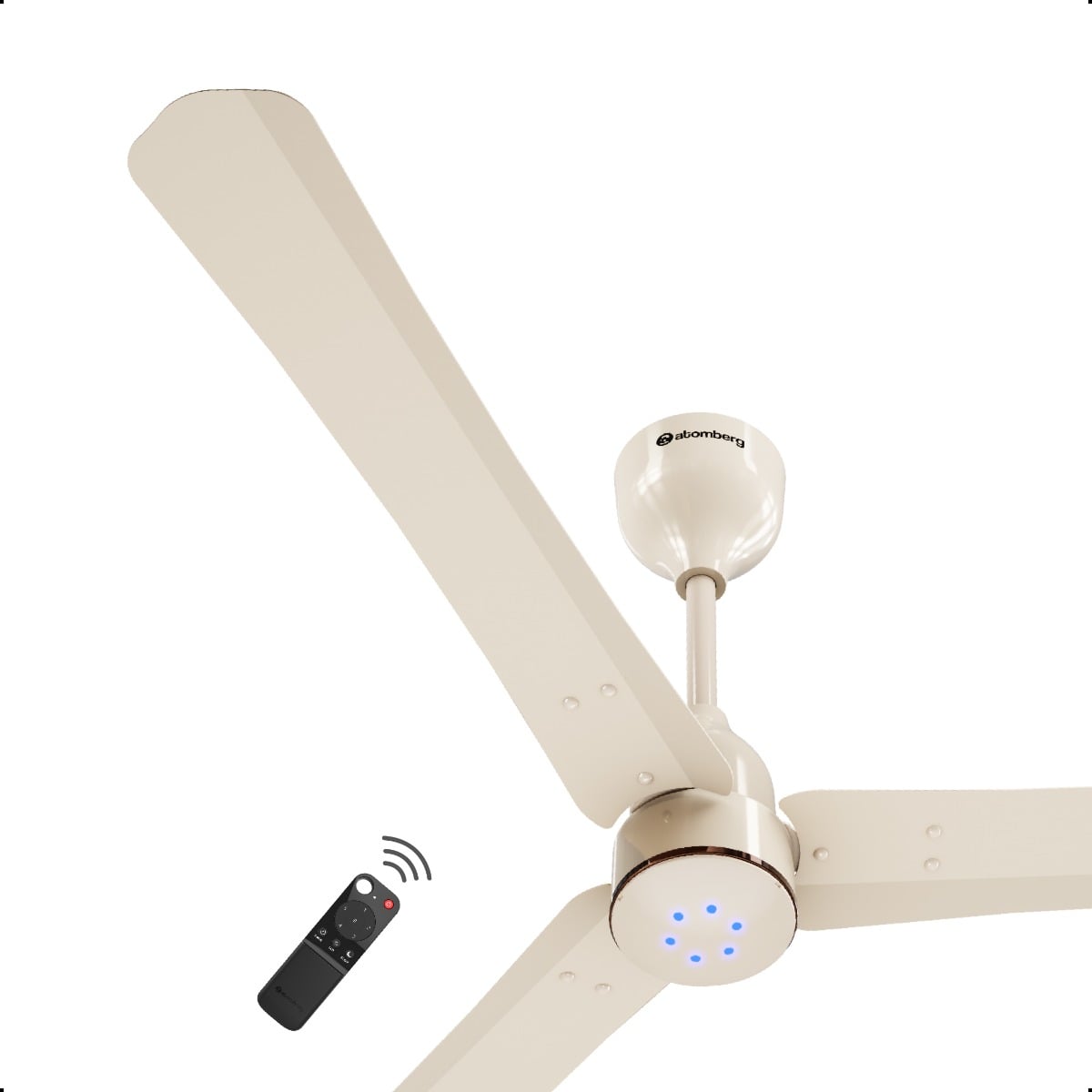 atomberg Renesa Halo Smart 900mm BLDC Ceiling Fan with IoT & Remote | 35W | 180 CMM Air Delivery | Advance Air+ Technology | LED Speed Indicator | Low Noise | 3 Year Warranty (Gloss Seasand Ivory)
