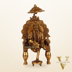 Seated Sai Baba Brass Idol | Blessing Mudra | 8" Height