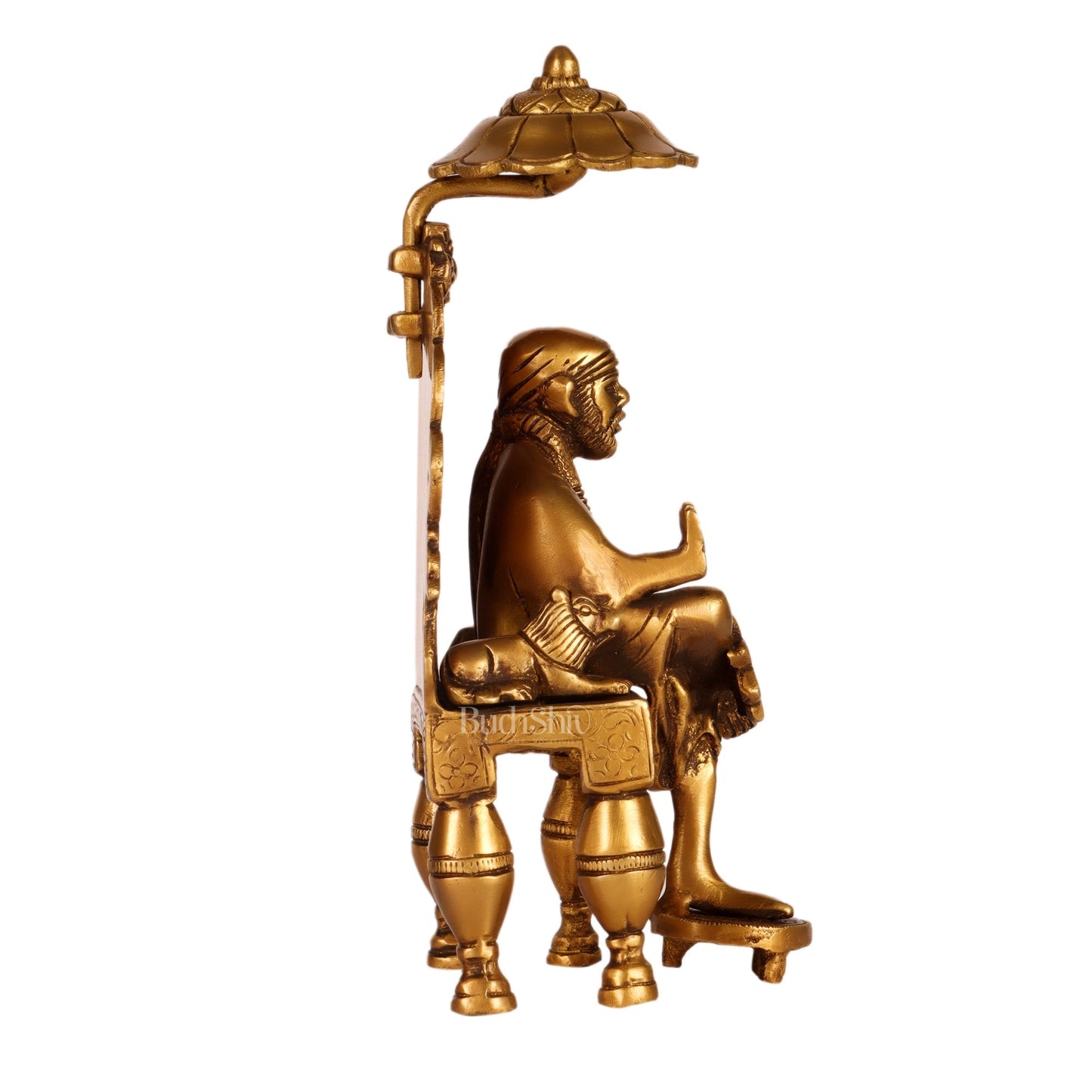 Seated Sai Baba Brass Idol | Blessing Mudra | 8" Height