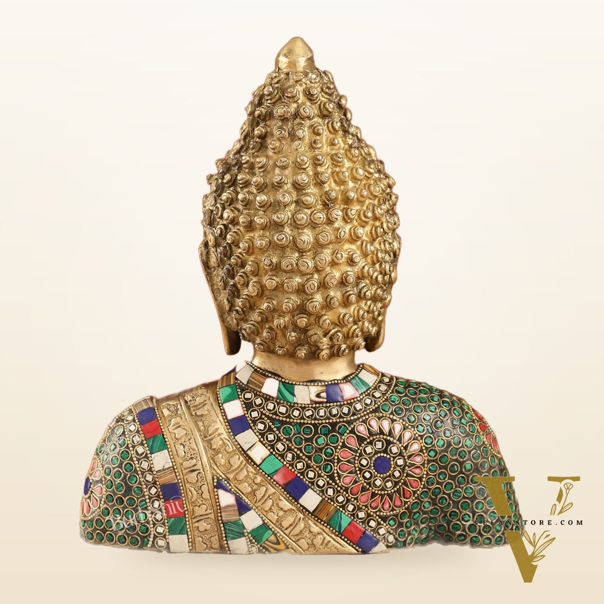 Serene Brass Buddha Bust Statue | Intricate Detailing | 11"