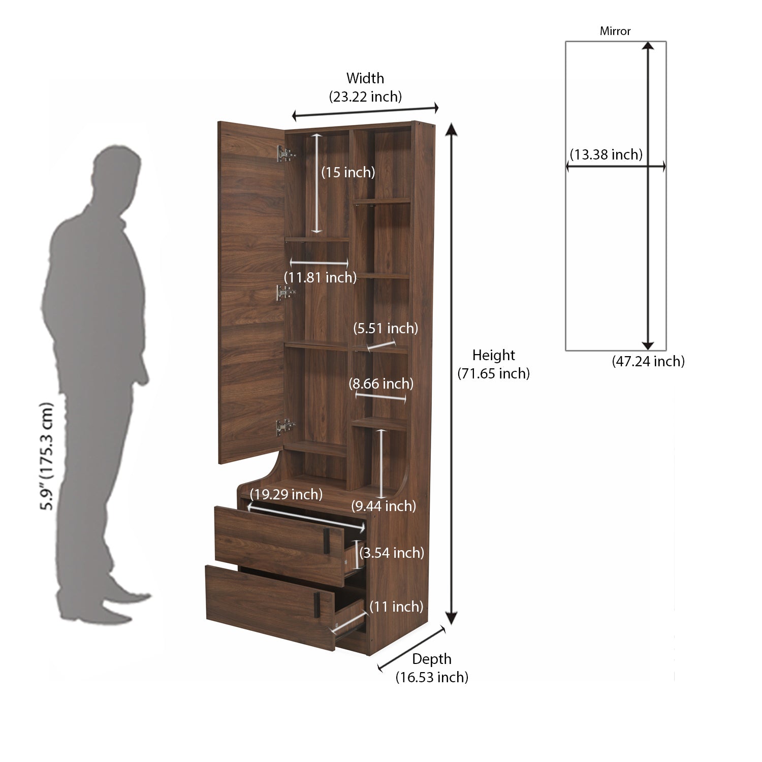 Nilkamal Serra Dresser with Mirror (Wenge)