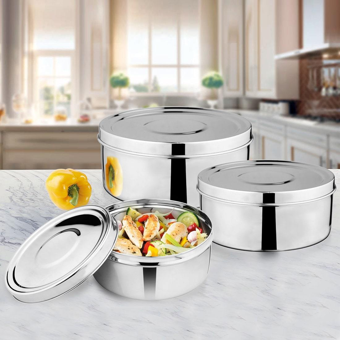 Stainless Steel 3 PCS Storage Container Set 