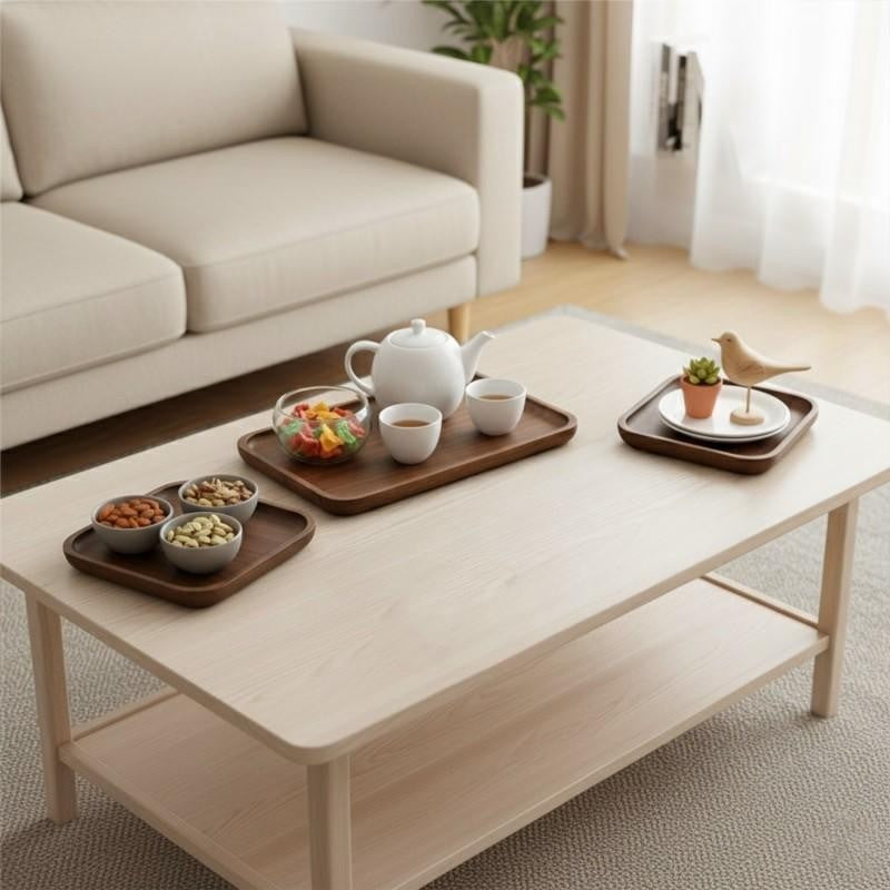 TrioServe Acacia Wood Serving Tray (Set of 3)