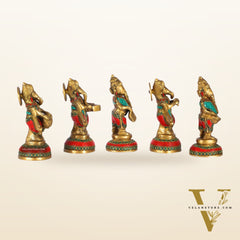 Set of 5 Musical Ganesha Idols - Playing Different Instruments 6"