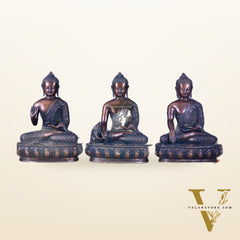 Set of Three Brass Buddha Statues –  13.5"