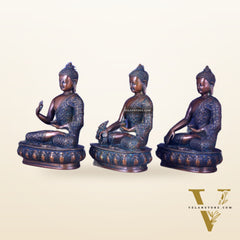 Set of Three Brass Buddha Statues –  13.5"