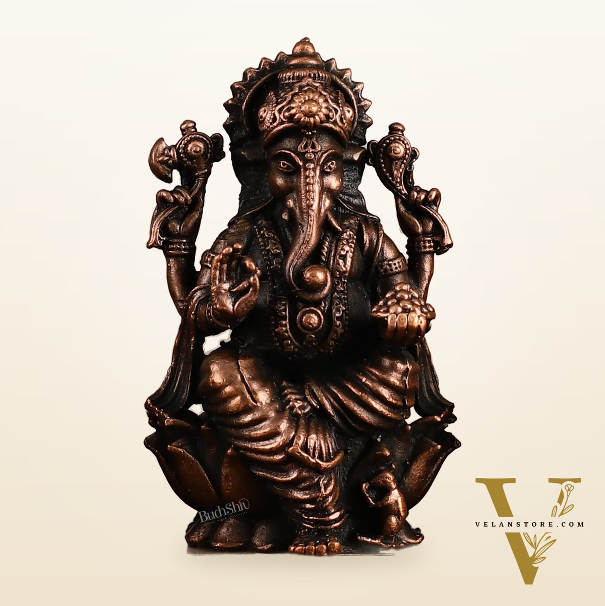 Set of Three Pure Copper Idols - Ganesha, Lakshmi, Saraswati | 3 Inch