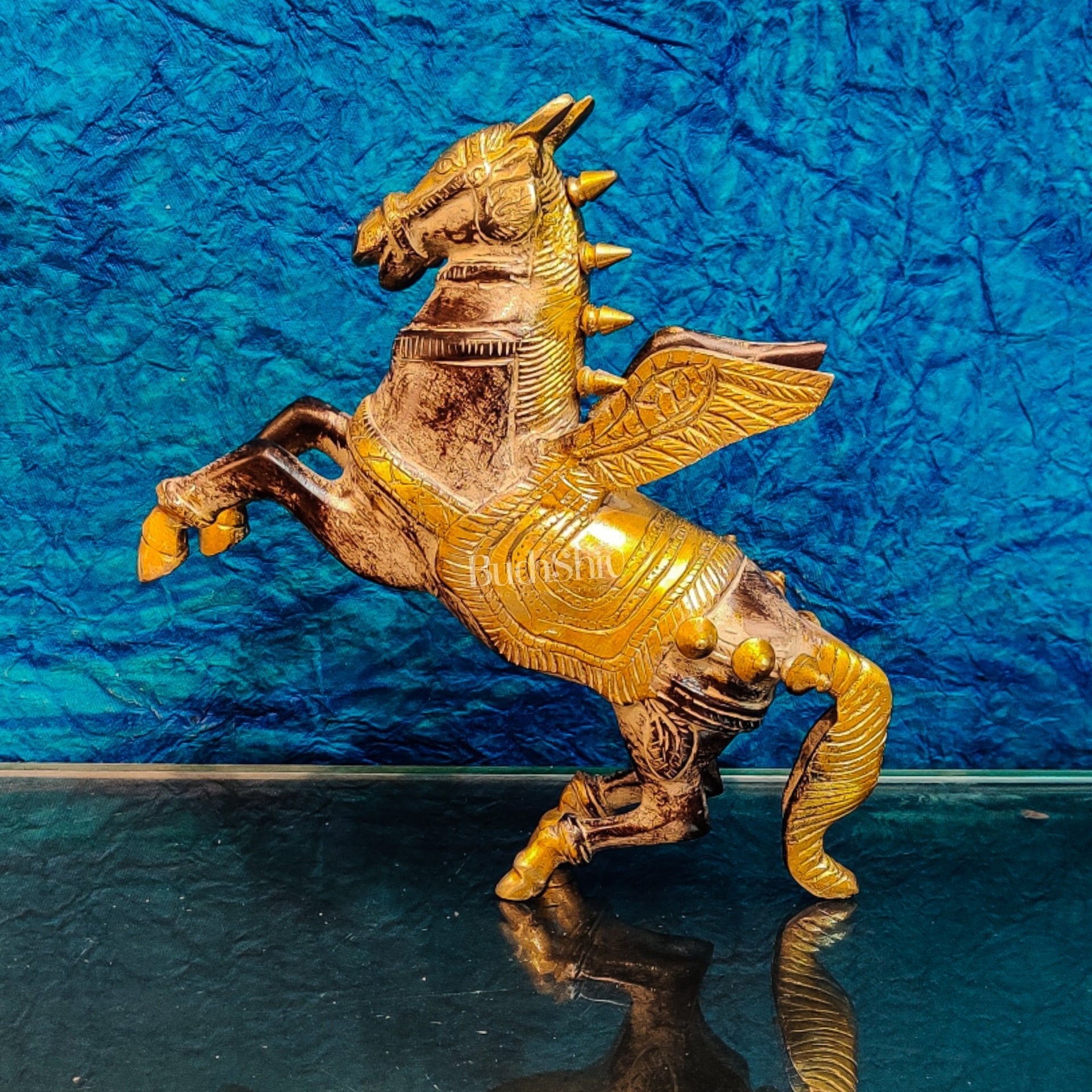 Set of Two Angel Flying Horses - Antique Finish