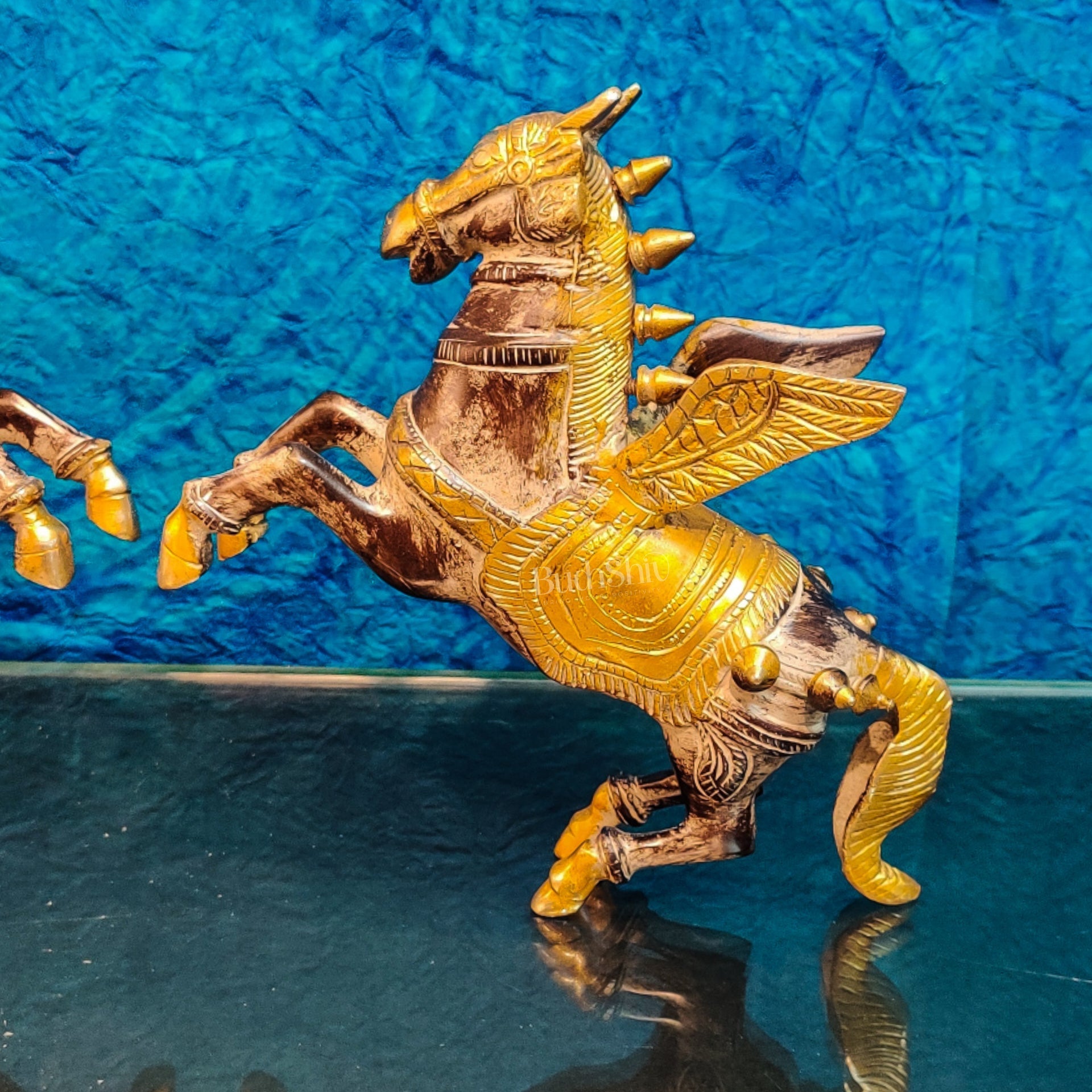 Set of Two Angel Flying Horses - Antique Finish