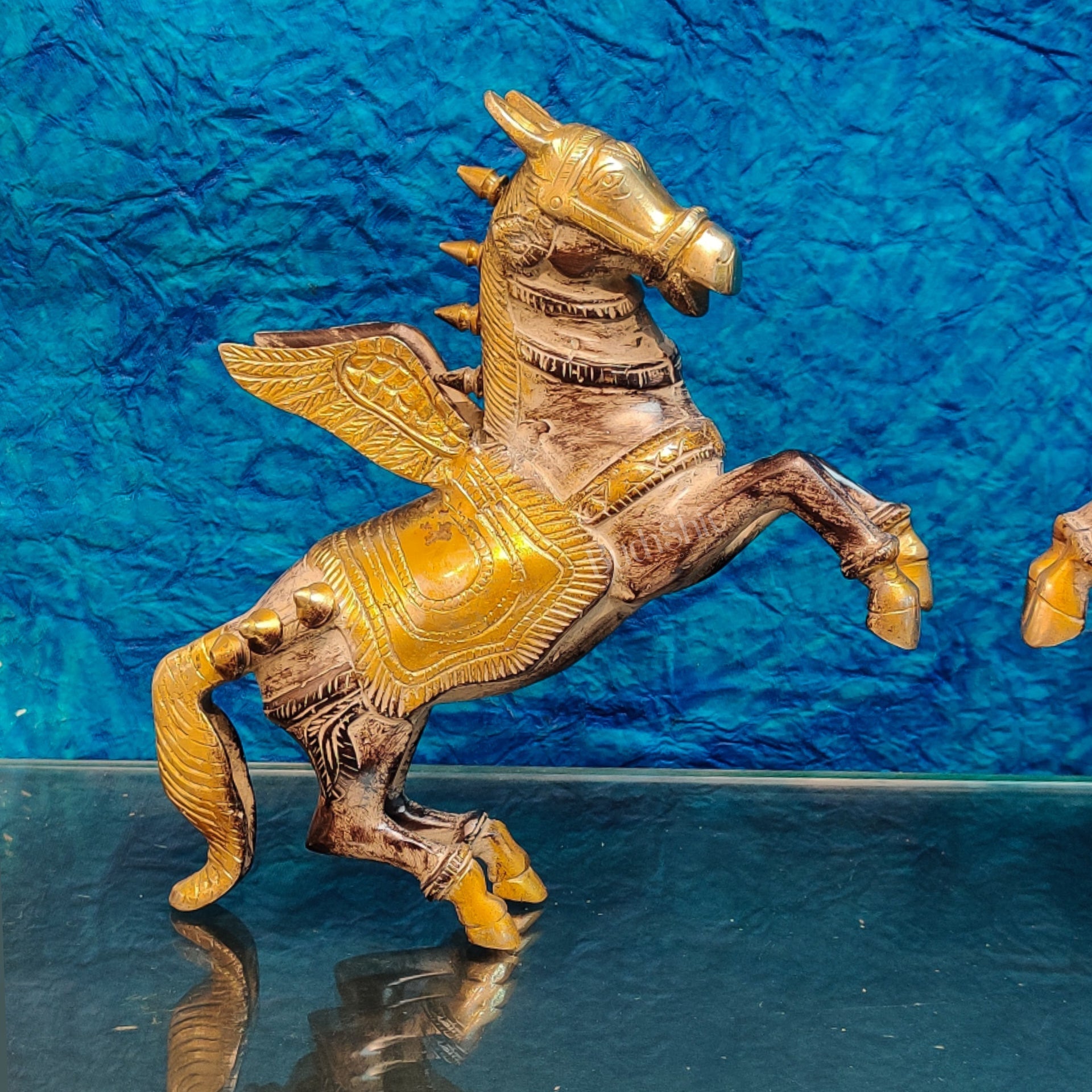 Set of Two Angel Flying Horses - Antique Finish