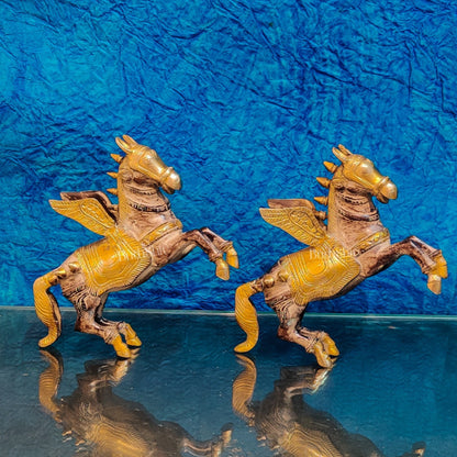 Set of Two Angel Flying Horses - Antique Finish