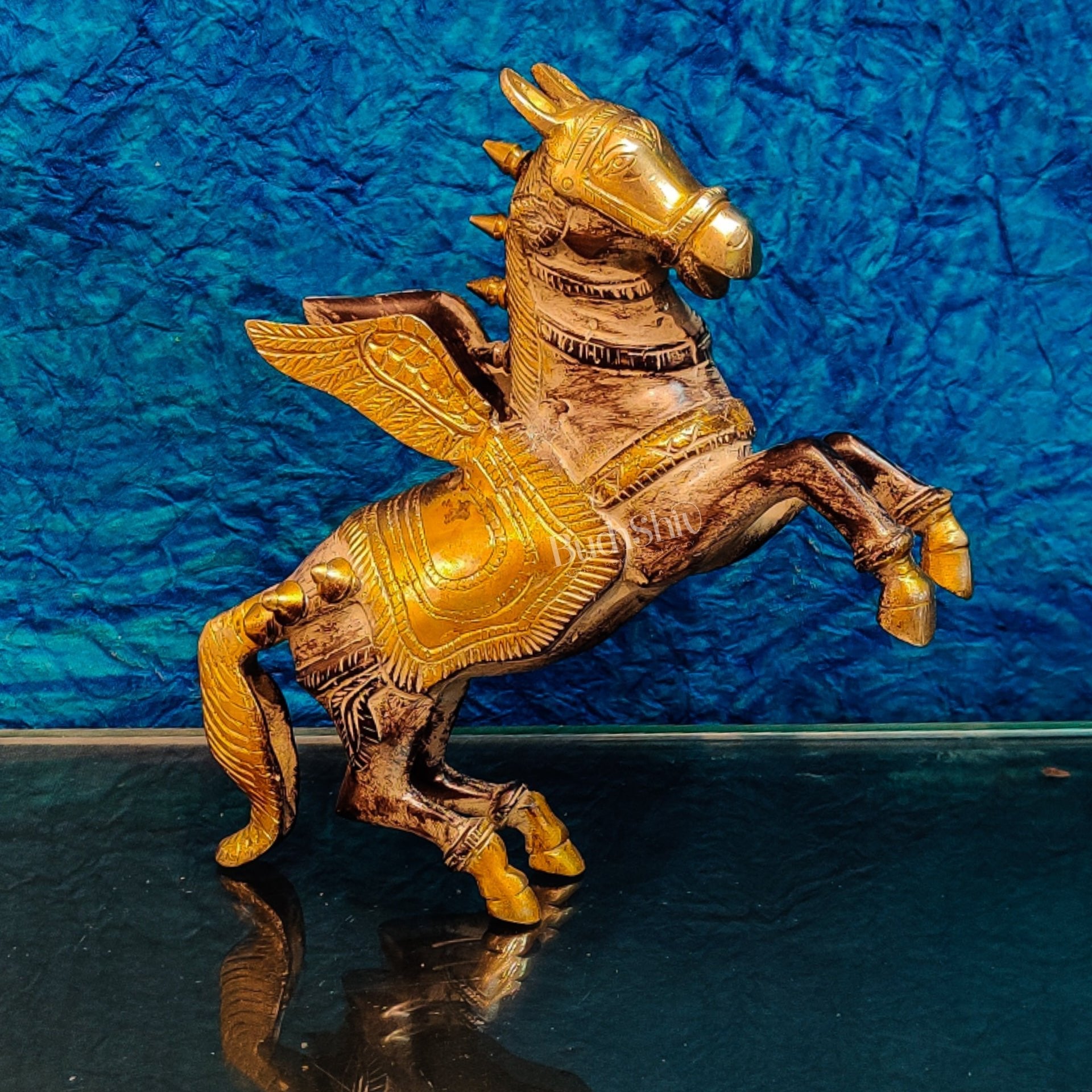 Set of Two Angel Flying Horses - Antique Finish