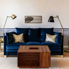 GeoNest Sheehsam solid wood Coffee Table | Wooden Finish with Geometric Top | Storage Shelves | Living Room