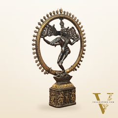 Shiva Brass Nataraj Statue - Dancing on Apasmara 23" - Black Gold