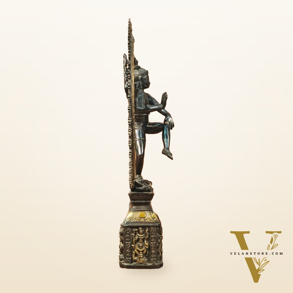 Shiva Brass Nataraj Statue - Dancing on Apasmara 23" - Black Gold