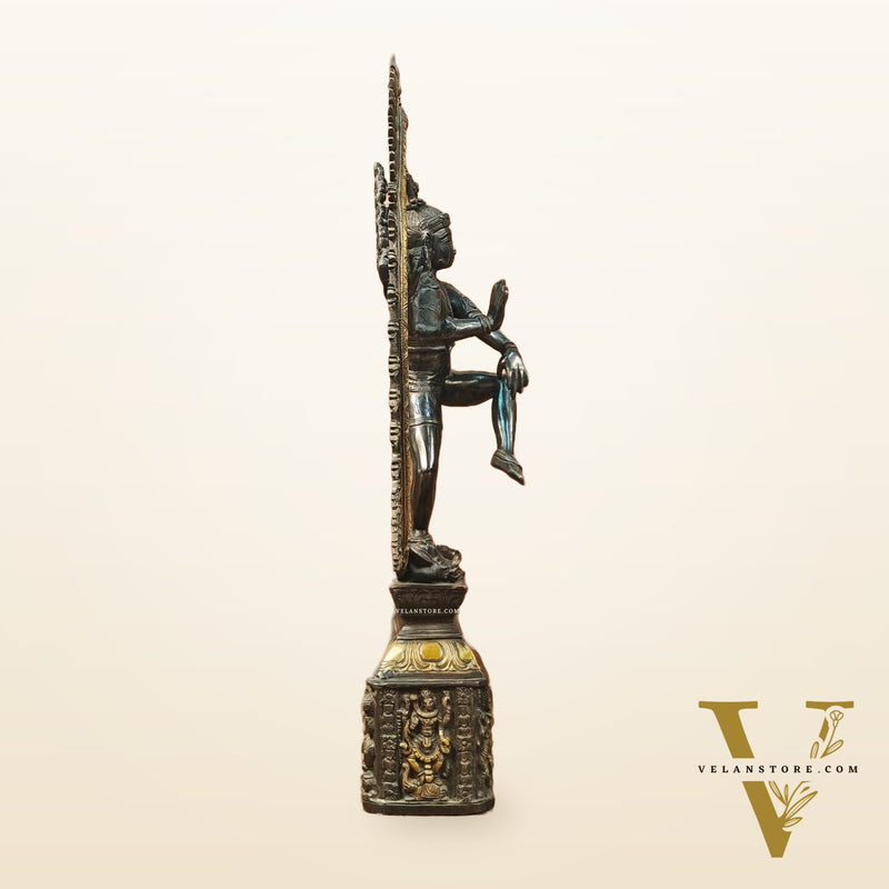 Shiva Brass Nataraj Statue - Dancing on Apasmara 23" - Black Gold