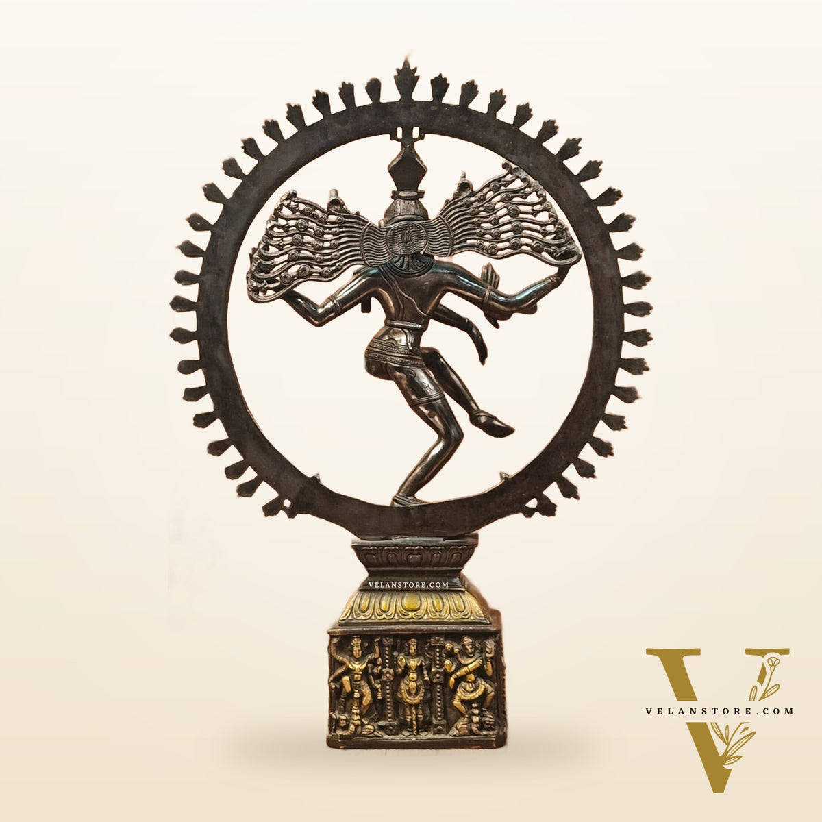 Shiva Brass Nataraj Statue - Dancing on Apasmara 23" - Black Gold