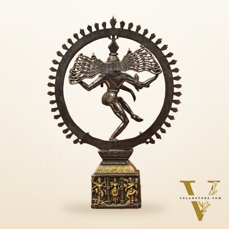 Shiva Brass Nataraj Statue - Dancing on Apasmara 23" - Black Gold